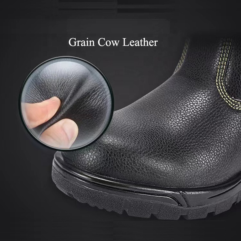 Oil Field Toe Guard Boots Underground Mining Coal Top Calf Wide Fit PU Sole Composite Cap And Kelvar Safety Leather Work Shoes