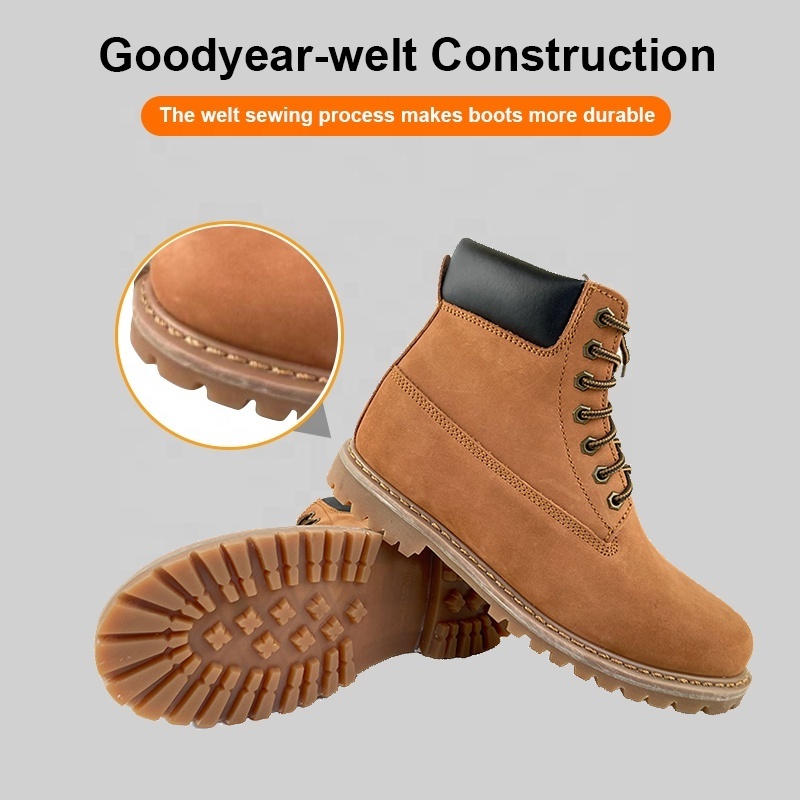 Brown Nubuck Goodyear Welt S3 Shoes long Steel Toe Midsole boots for men Industrial Goodyear Welt Safety Boots