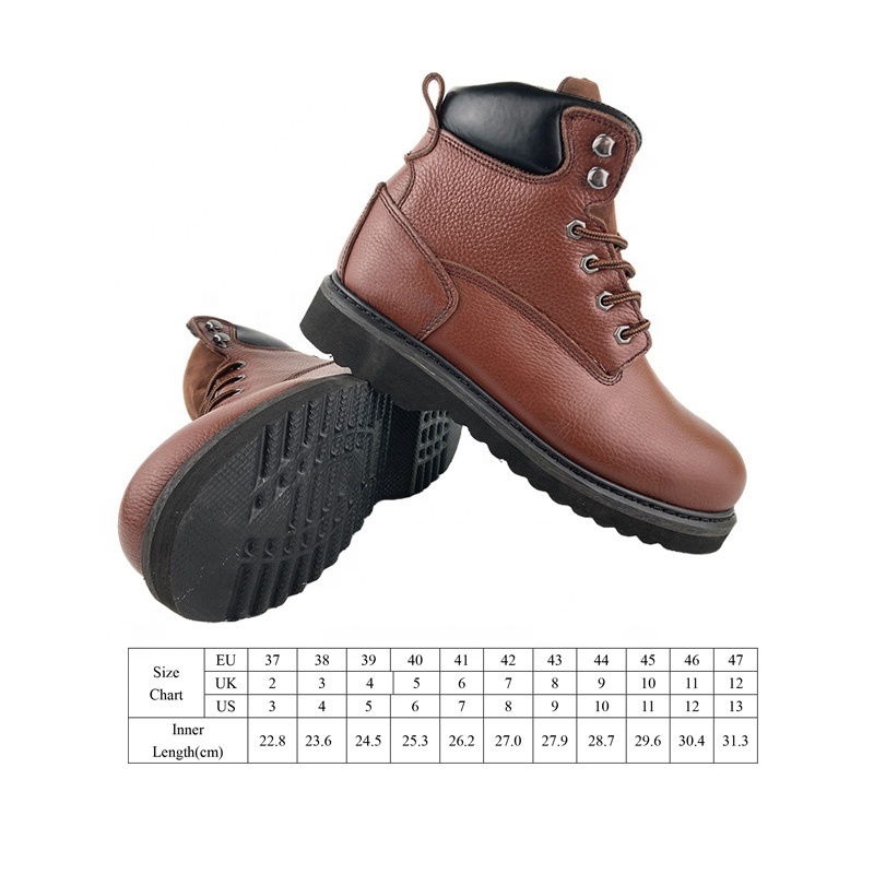 Wholesale Unisex work boots S3 Industrial Outdoor Durable Anti-static 6 Inch Brown Grain Leather Goodyear Welt Safety Shoes