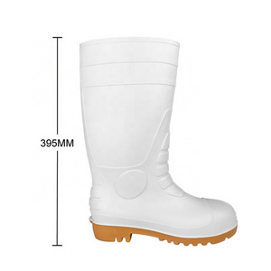 Extra Wide White Rubber Shoes Food Industry Chemical Resistant Steel Toe Steel Shank PVC Wellington Safety Work Rain Boots