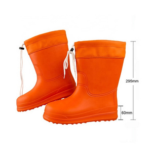 Red Ultra Lightweight Half Work Boots Fishing Ski Snow Slip-on Warm Felt Lining Orange EVA Knee High EVA Outsole Men Boots