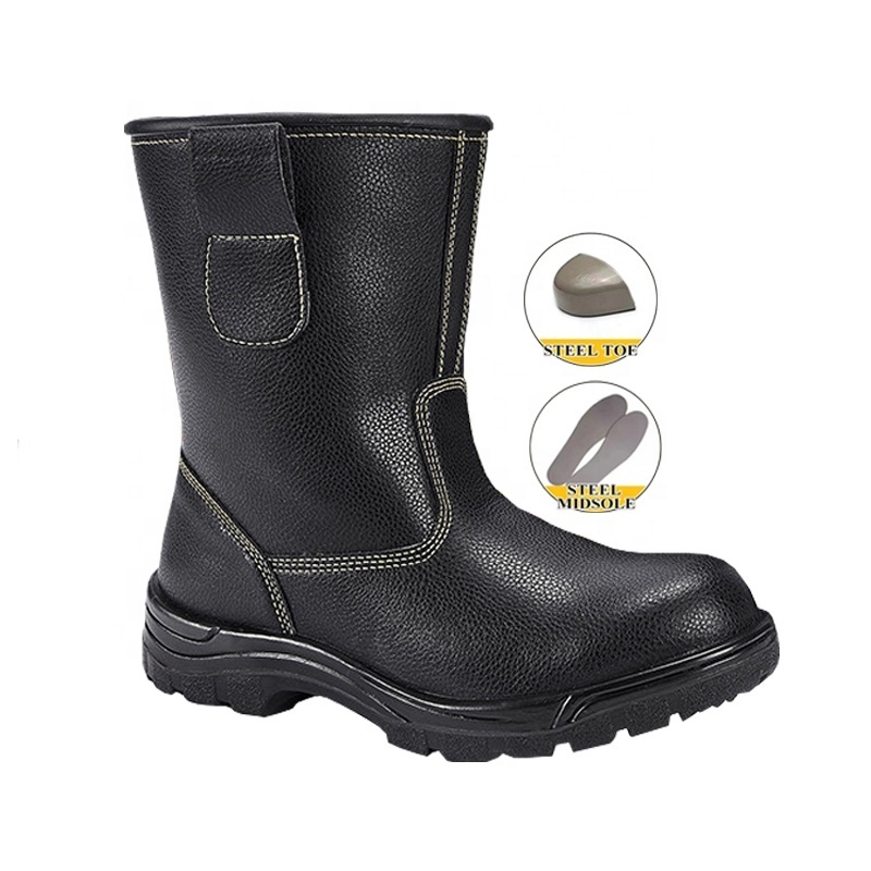 Oil Field Toe Guard Boots Underground Mining Coal Top Calf Wide Fit PU Sole Composite Cap And Kelvar Safety Leather Work Shoes