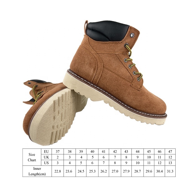 Durable Safety Shoes Zapatos De Tela Industrial Steel Mill Breathable Mesh Lining Suede Cow Leather Goodyear Welt Working Boots