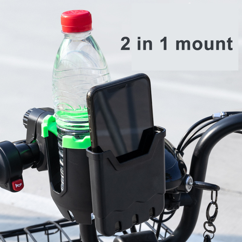 High quality ABS 2-in-1 Universal Cup Phone Holder for Stroller Bike Wheelchair Walker Scooter with Phone Holder Bike Cup Holder