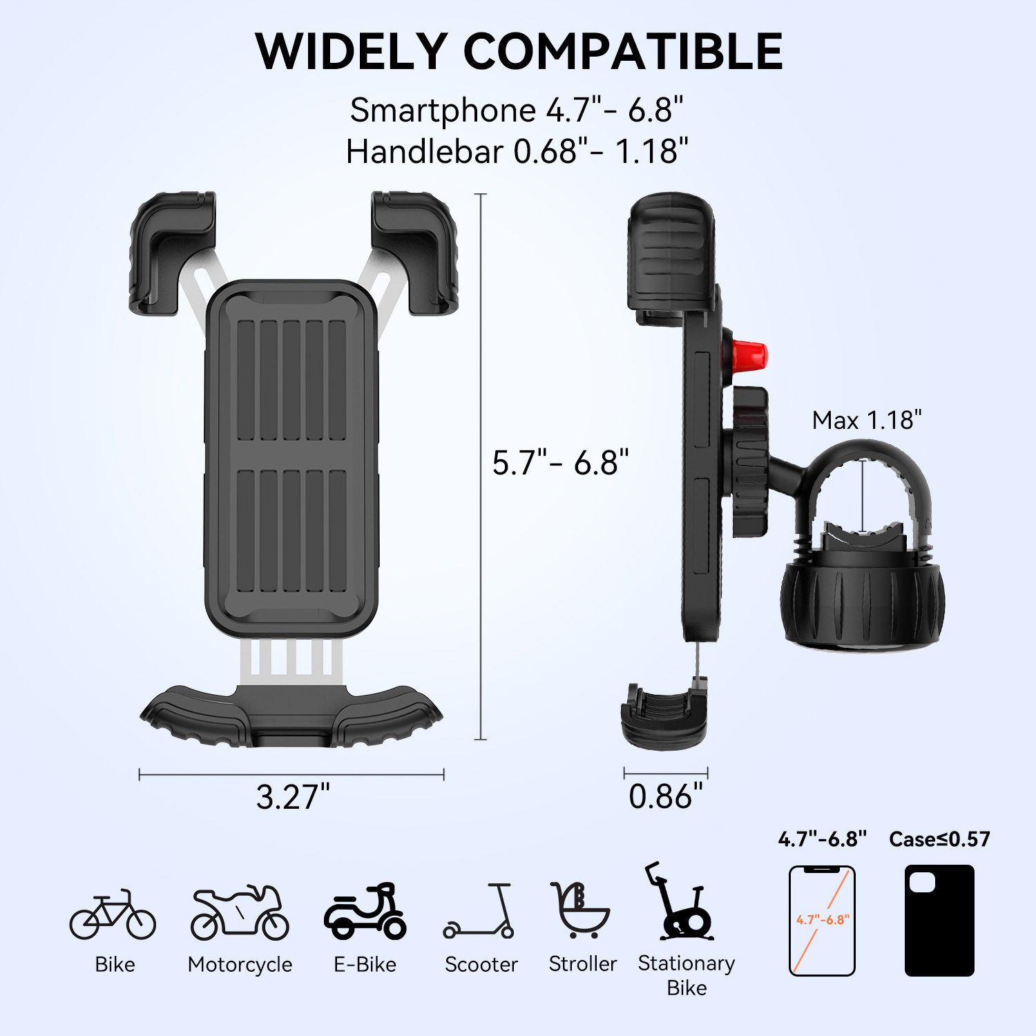 2023 new Adjustable Bicycle Scooter Handlebar Phone Cradle Clip Motorcycle Phone Mount Bike Phone Holder