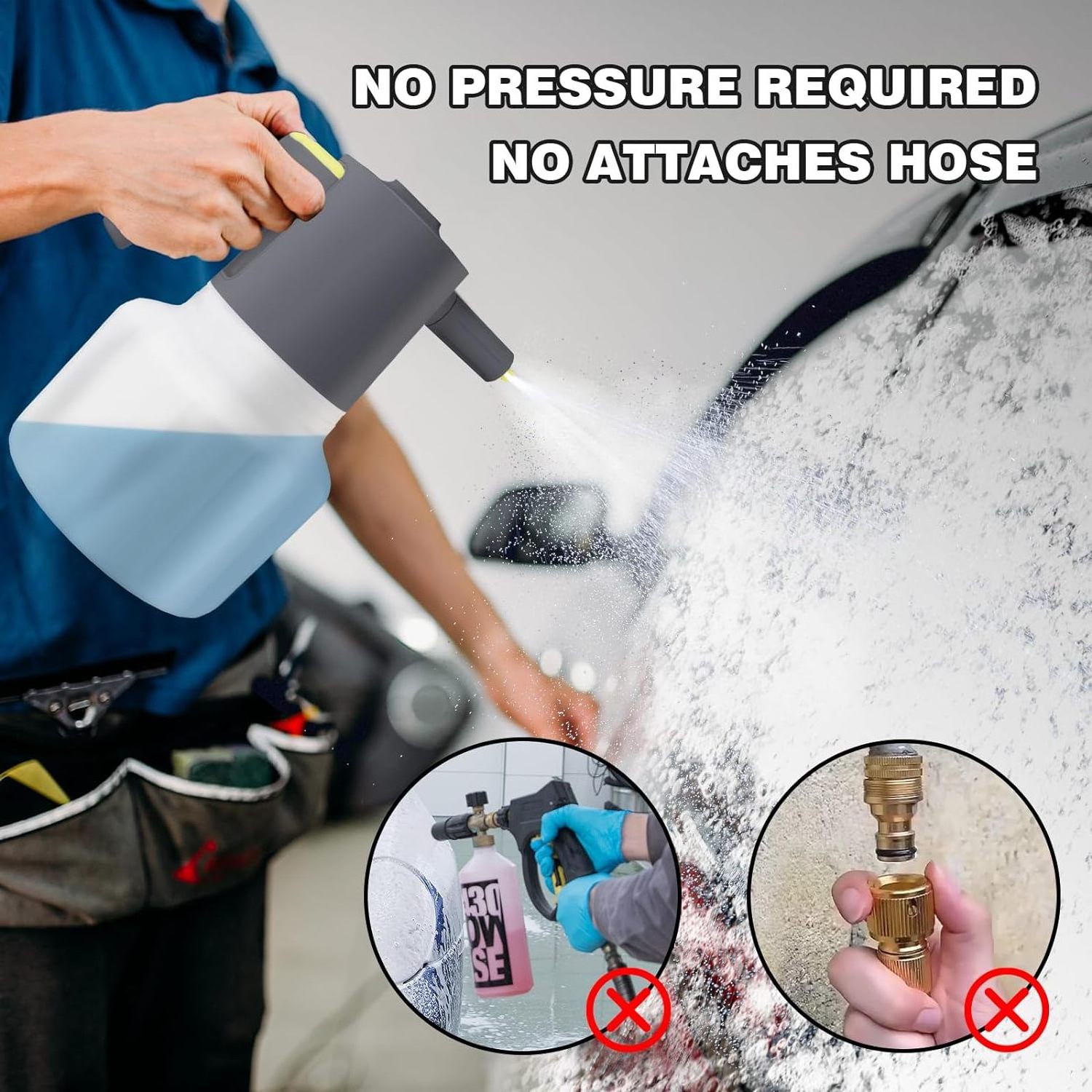 For Car Wash Or Watering Garden Plants 2L Bottle 4000mAh Battery with USB Rechargeable Electric Foam Sprayer Pump Foam Sprayer