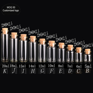 4ml 5ml 6ml 7ml 8ml 10ml 12ml 14ml 15ml 18ml 20ml cute glass vials decoration corked Glass Bottles gift vial