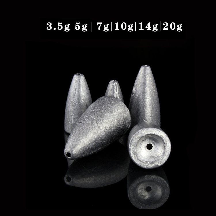 Wholesale 3.5g 5g 7g 10g 14g 20g lead bullet worm weights slip sinker for bass texas rig