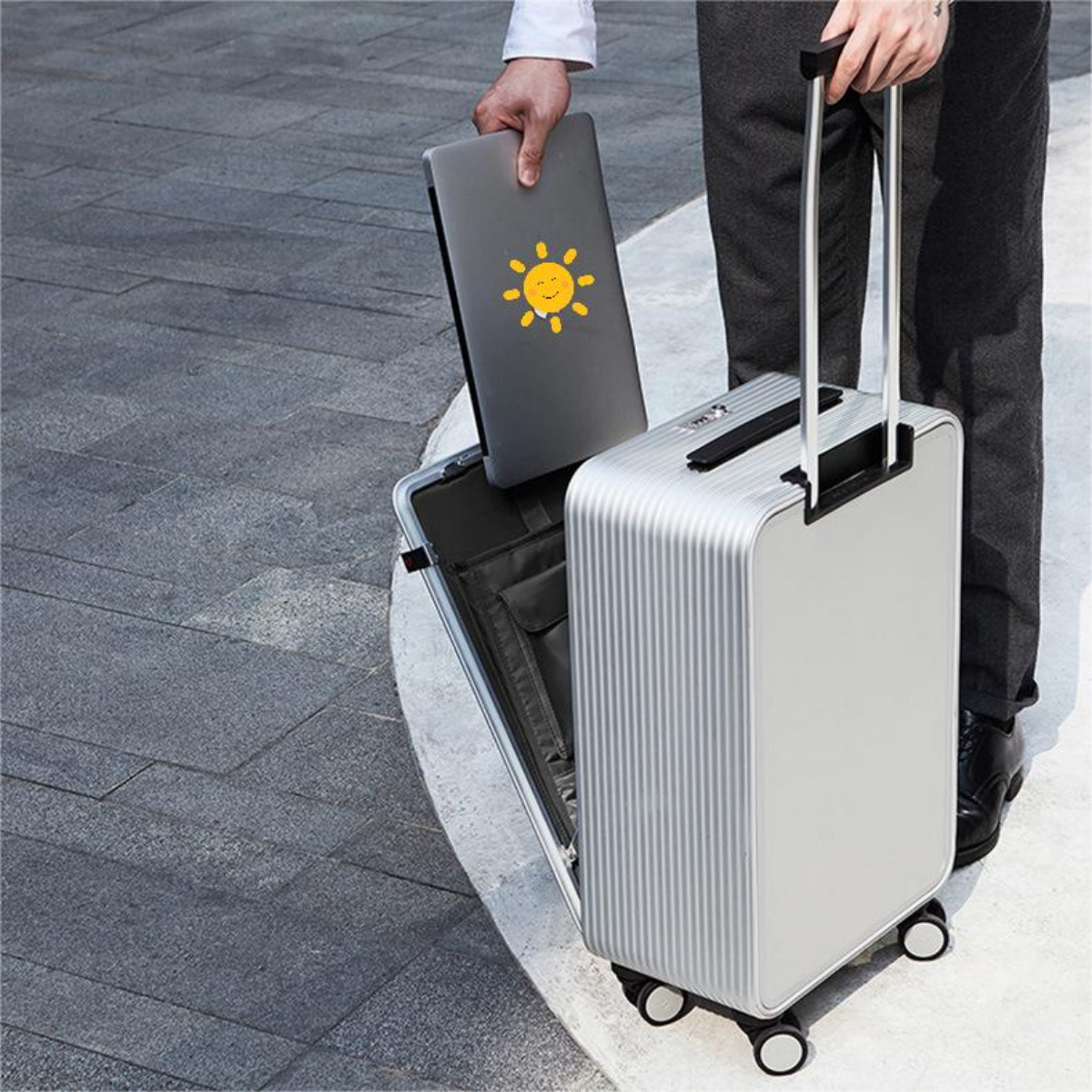 Boarding Case with Silent Wheels Travel Suitcase Aluminum Luggage Metal Carry on Outdoor for Man Spinner Unisex Aluminum Frame