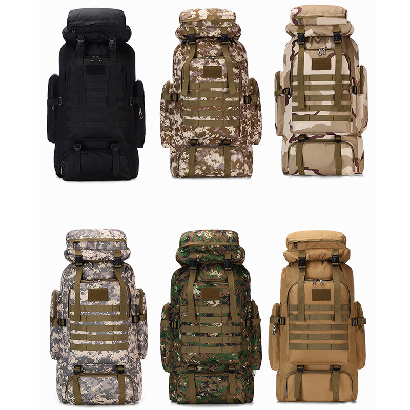 Large Capacity Travel Backpack Men's Luggage Outdoor Hiking Travel Bag Large Shoulder Work Bag Camo 80l Waterproof Polyester