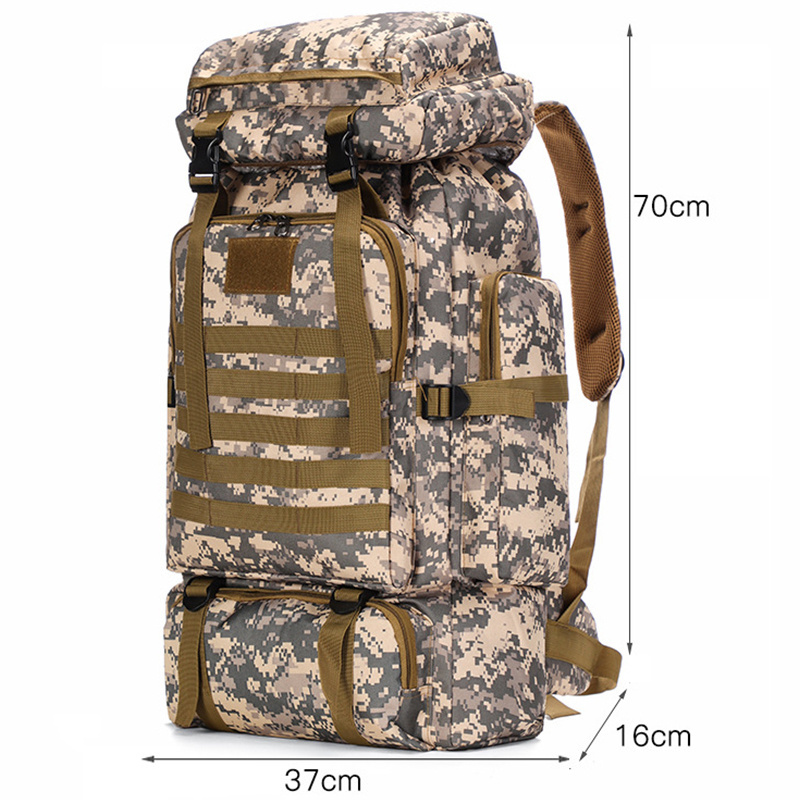 Large Capacity Travel Backpack Men's Luggage Outdoor Hiking Travel Bag Large Shoulder Work Bag Camo 80l Waterproof Polyester