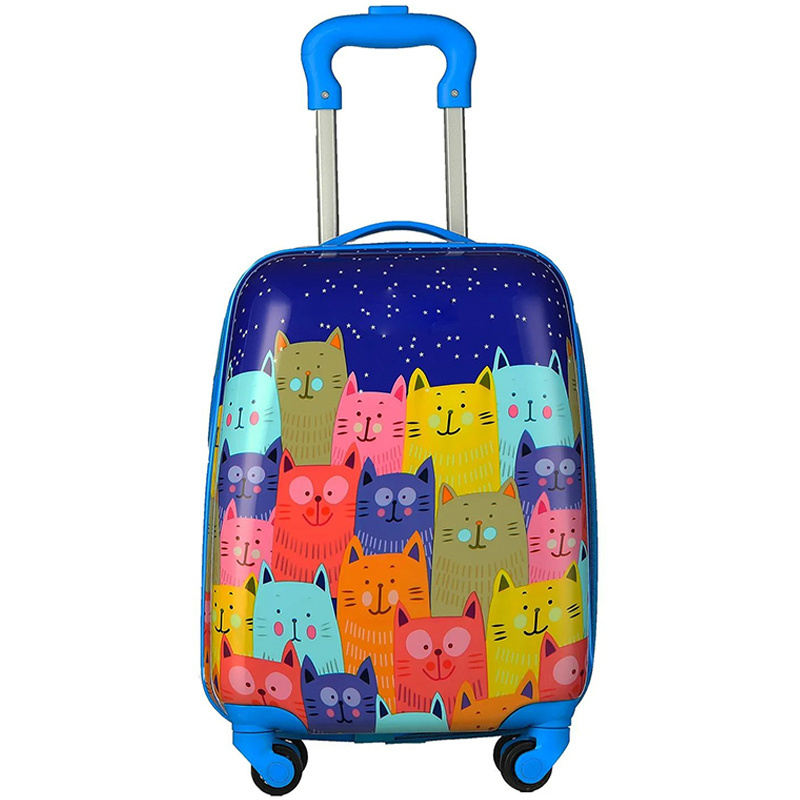 mini ABS PC plastic kids suitcase with trolley