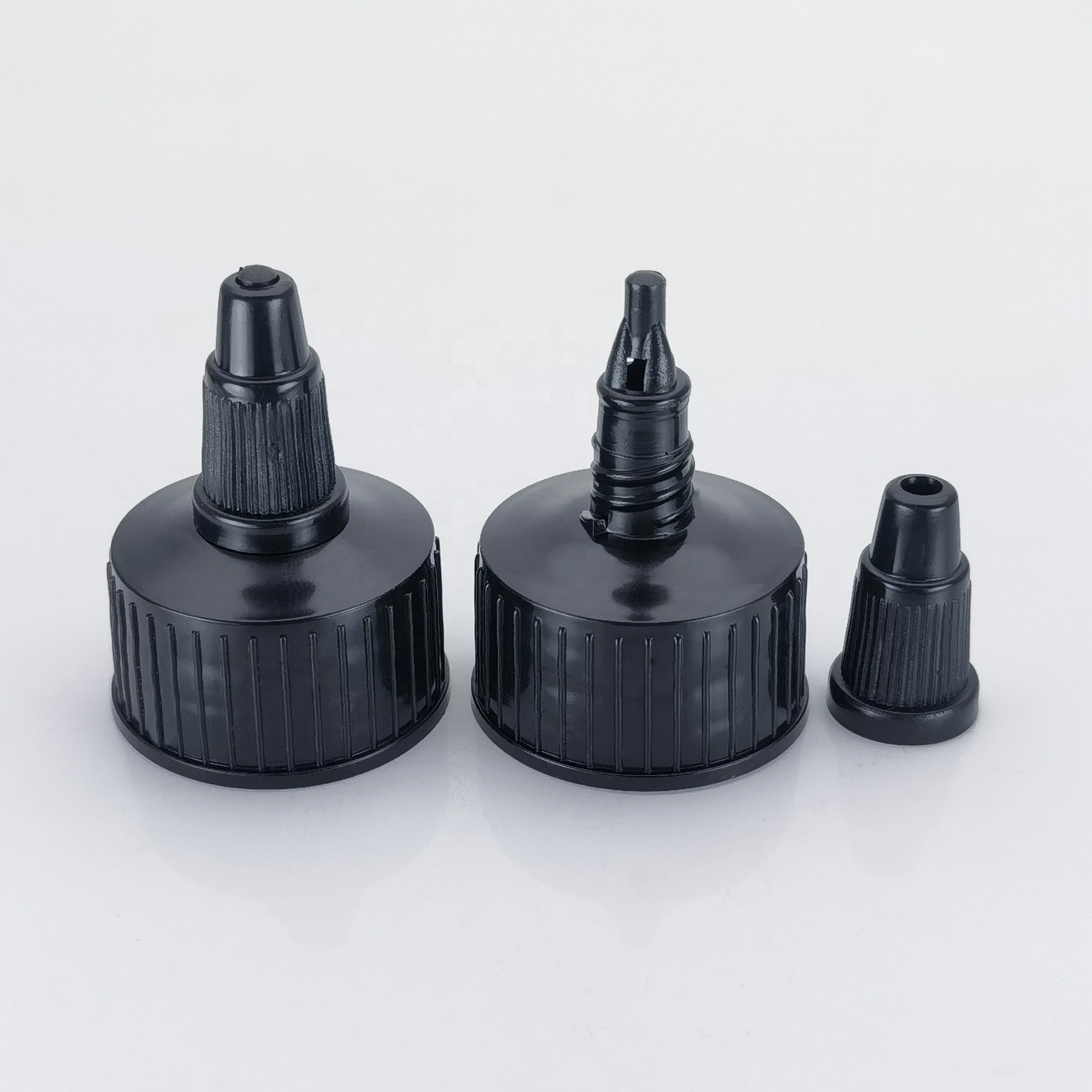 28mm long tip nozzle cap plastic bottle black nozzle cap 28-410 twist top cap