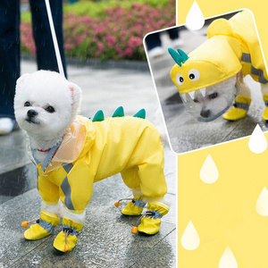 DRESSPET Lightweight Big Dog Raincoat Reflective Training Handlers Rain Jacket With Umbrella Hoodies Waterproof