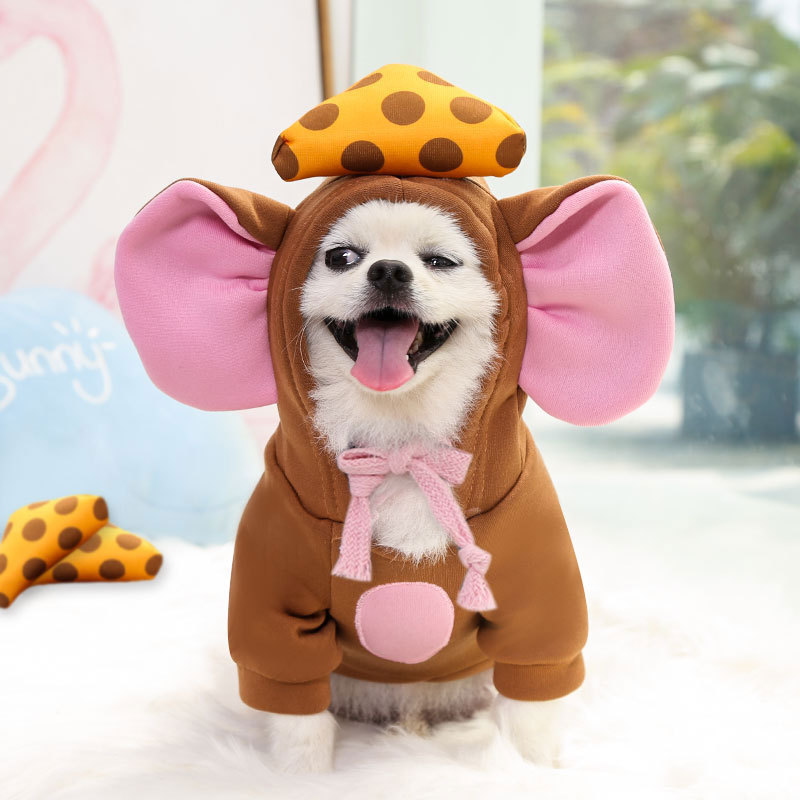 2024 New Design Mouse Style Pet Cute Hoodies for Winter Sweater Fleece Dress up Dog Hoodies with Ears