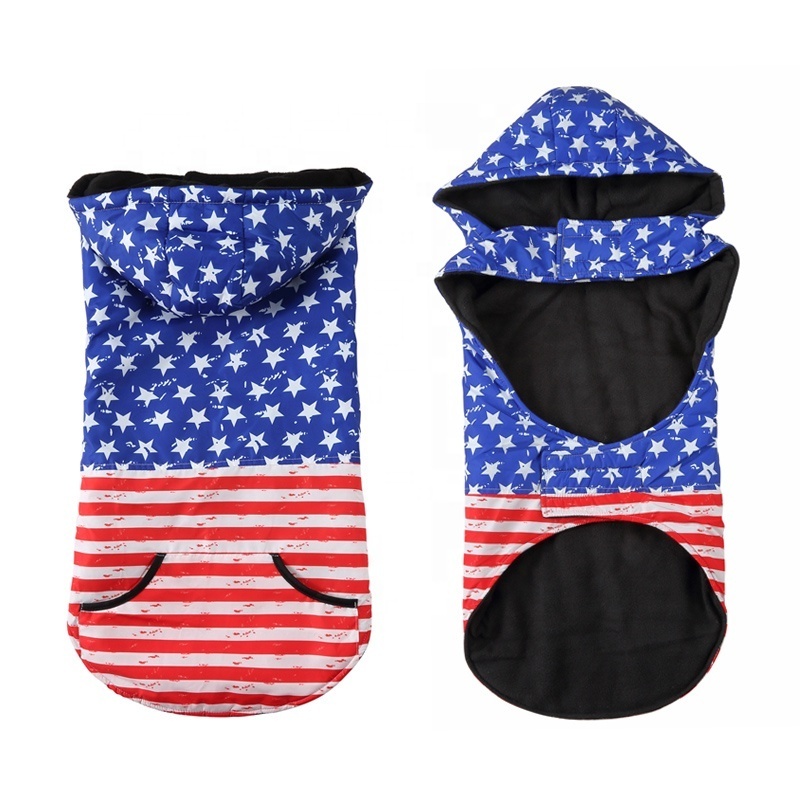 Usa Star Coats With Hooded  Pet Apparel Large Dog Clothes For Winter Cold Weather Luxury Dog Clothes