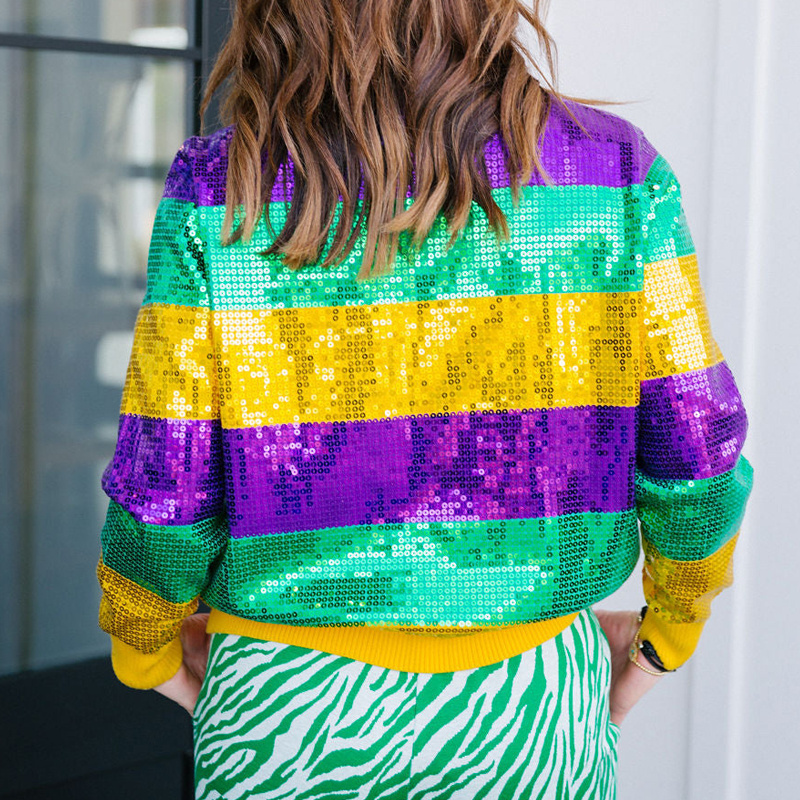 Sparkles Tinsel Mardi Gras Glitter Script Sweater Purple Green Gold Mardi Gras Queen Sweatshirt Mardi Gras Queen Sequin Sweater