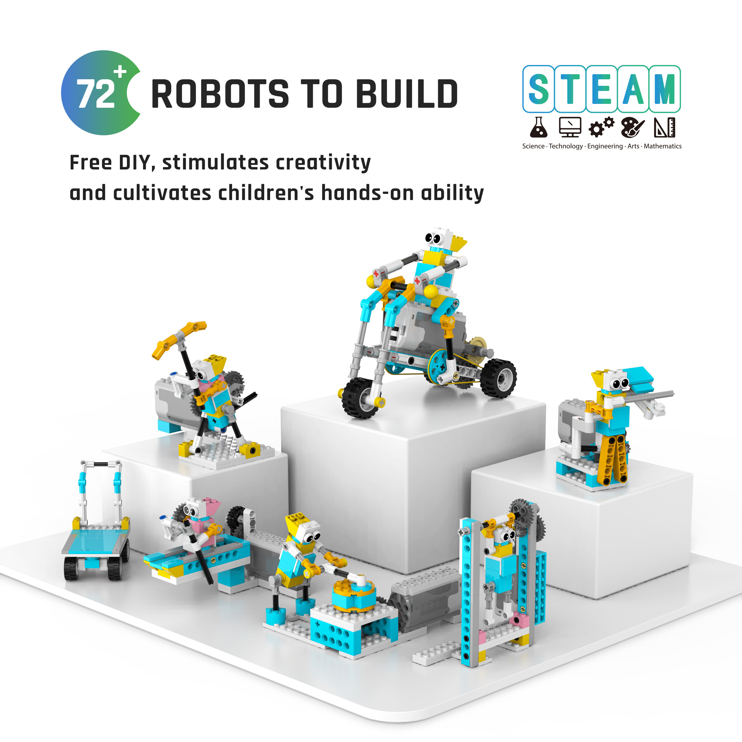 Makerzoid Smart Robot 72-in-1 Science Logical Training Robot Toys Kit, Educational Toys Building Blocks Kit for Kids Age 6+