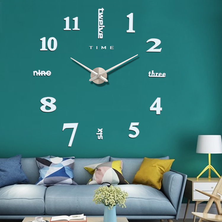 large diy clock  3d frameless wall clock 120CM  stickers Mirror Wall Clocks acrylic wall decor