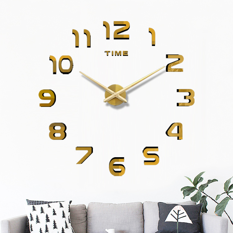 Diy clock big 120CM Wall watch Sticker digital  klok  home decor reloj de pared horloge murale  DIY 3D Wall Clock