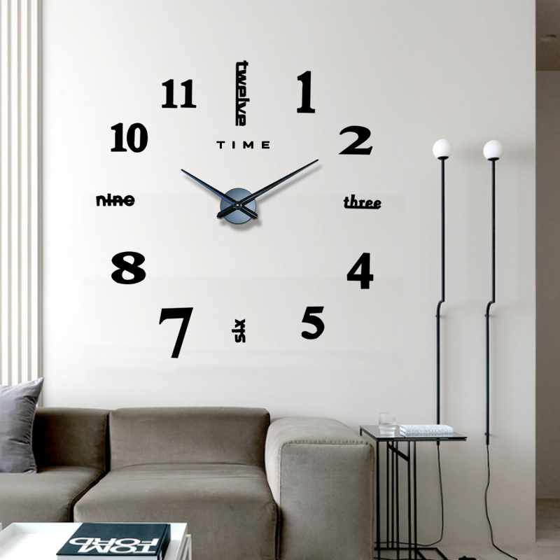 large diy clock  3d frameless wall clock 120CM  stickers Mirror Wall Clocks acrylic wall decor