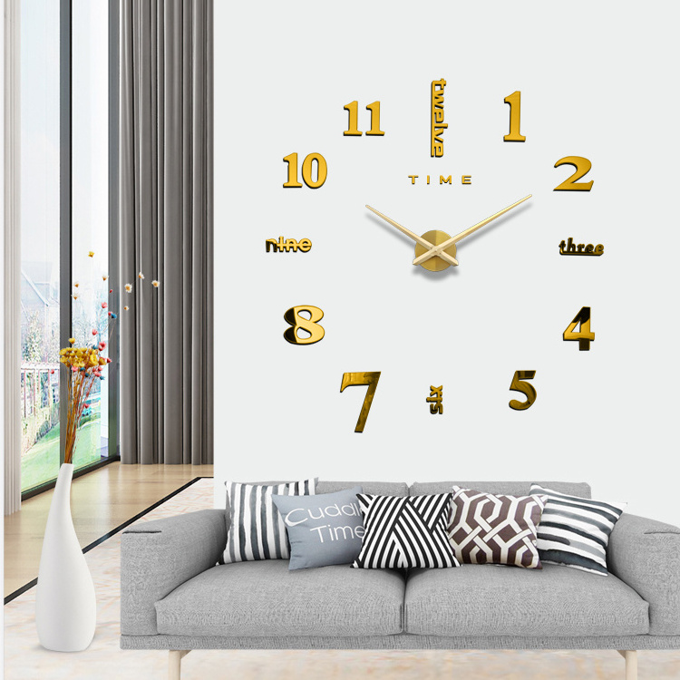 large diy clock  3d frameless wall clock 120CM  stickers Mirror Wall Clocks acrylic wall decor