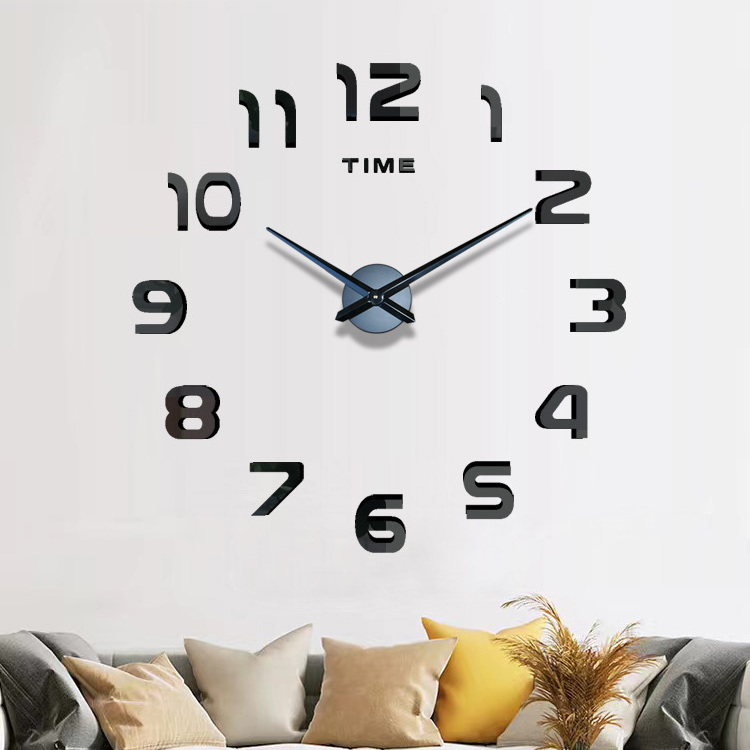 Diy clock big 120CM Wall watch Sticker digital  klok  home decor reloj de pared horloge murale  DIY 3D Wall Clock