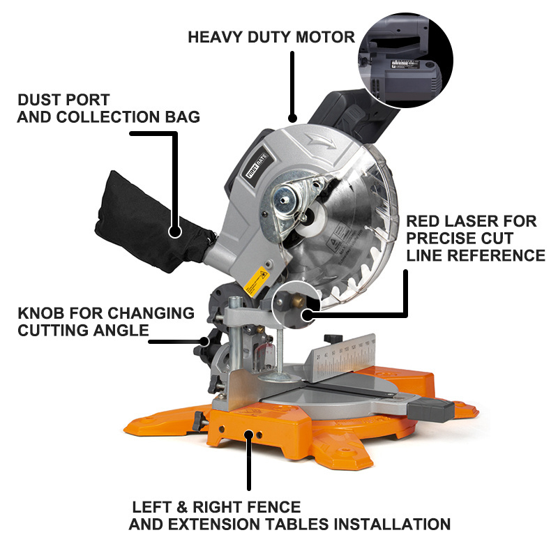 (MOQ 500PCS)Saw Miter Used 12Inch 110-220V 50/60Hz 1500 Mm Dual Miter Saw Electric Saw For Metal Cut Wood