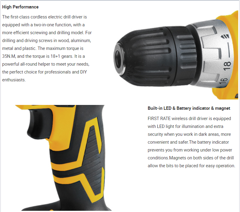 20v Li-ion battery  power tool set dc cordless hand rechargeable drill cordless