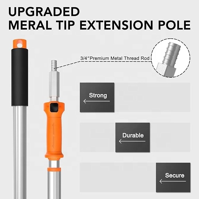 3.4Ft To 7Ft Twist On Metal Tip Painting Strong Aluminium Extendible Pole