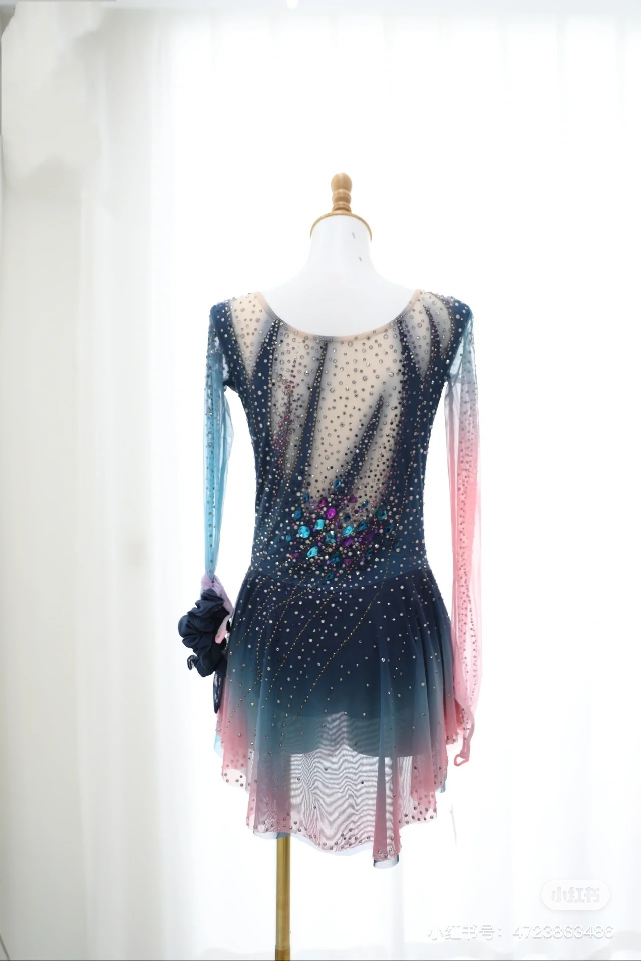 High grade new design Long Sleeve Performing Costume Purple Ice Figure Skating Dress