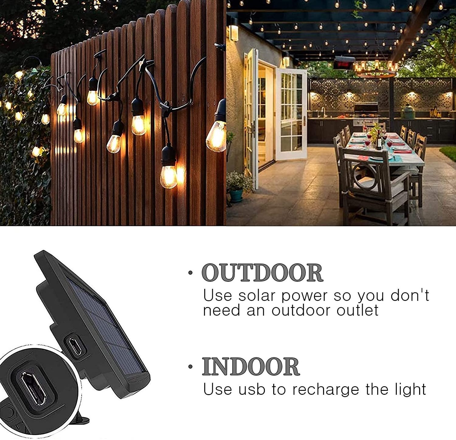 Lowest Price Commercial Grade Waterproof 10m Outdoor Lighting S14 Bulb Festoon Led Solar Light String Lights For Garden