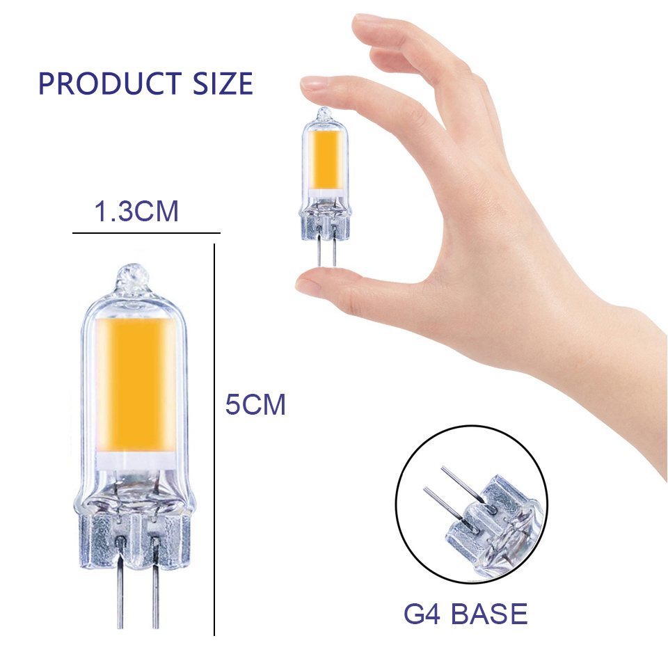 3w 110V 220v Transmittance Glass 360 Degree Angle Home Energy Saving Lighting Dimmable COB G4 Corn Light Bulb