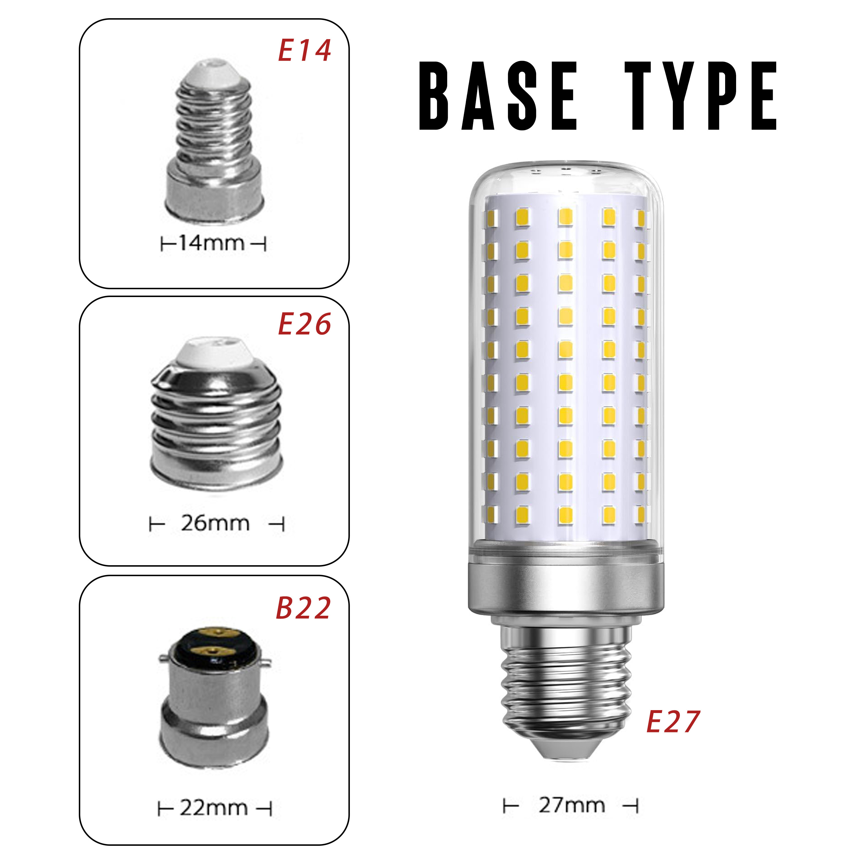 Ultra Bright 25W 40W LED Corn Bulb AC85-265V E27 E14 B22 Lampara No Flicker Lamp Bombillas For Home Chandelier Lighting