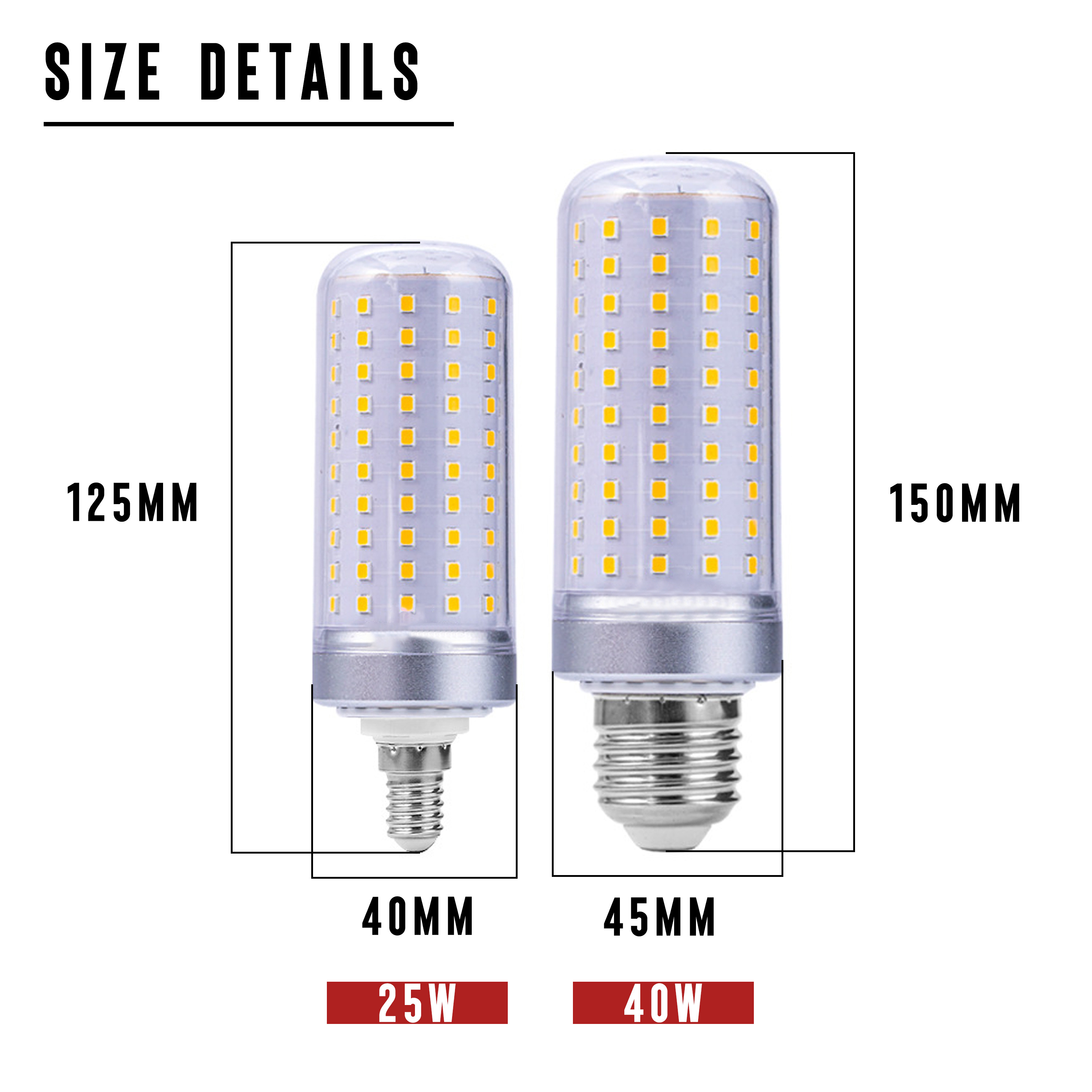 Ultra Bright 25W 40W LED Corn Bulb AC85-265V E27 E14 B22 Lampara No Flicker Lamp Bombillas For Home Chandelier Lighting