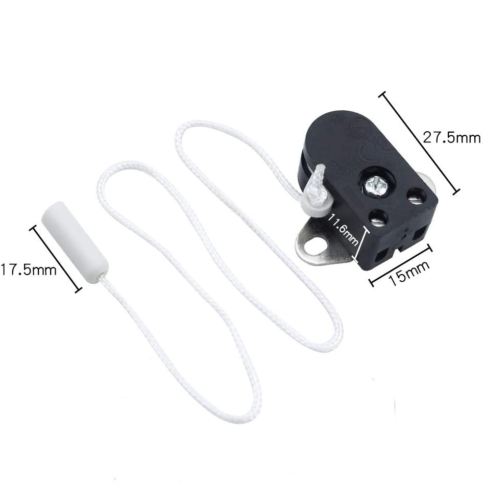 Recessed On/Off 250V 2A 2Hole Flap Pull Cord Switch For LED Wall Light Ceiling Fan Bathroom Light