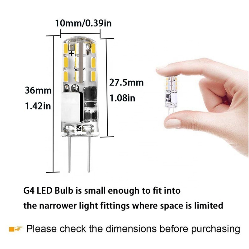 Mini G4 LED 12V 1.5W Silicone LED Bulb 360 Beam Angle LED Lights No Flicker For  Crystal Light Chandelier Lighting