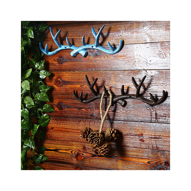 American retro antler decoration wall hanging coat rack creative clothing store wall decoration wall cast iron hook