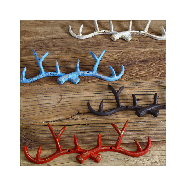 American retro antler decoration wall hanging coat rack creative clothing store wall decoration wall cast iron hook