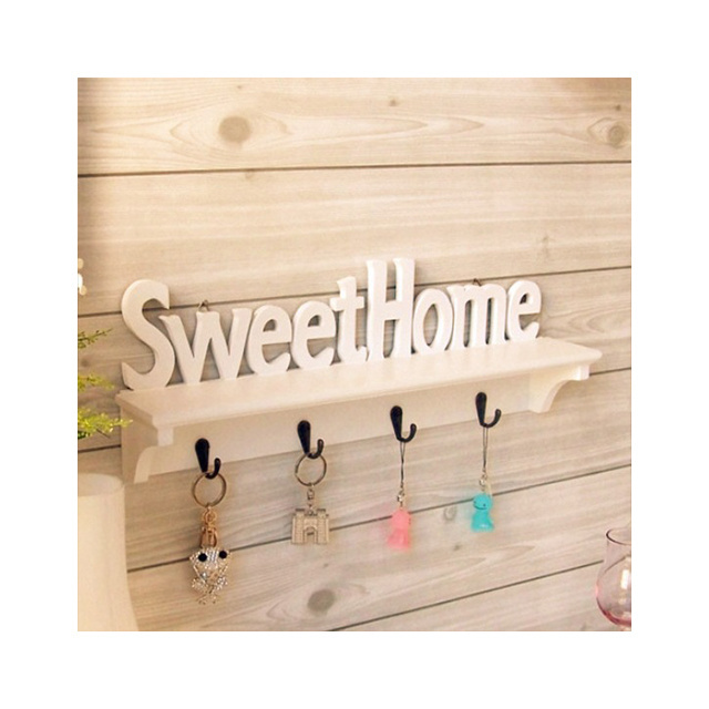 Sweet Home Creative living room bedroom Home Decoration Clothes hat hook Wall hanging wooden Storage Shelf Hook  C101