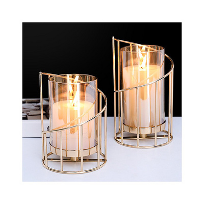 European style romantic golden wrought iron candle holder for luxury restaurant decoration and candle light dinner props