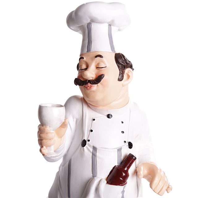 Resin Chef Statue Figurine Kitchen Decor Miniature Ornaments Chef Collectible Gift Restaurant Kitchen Cook Cafe Bar Shop Decor