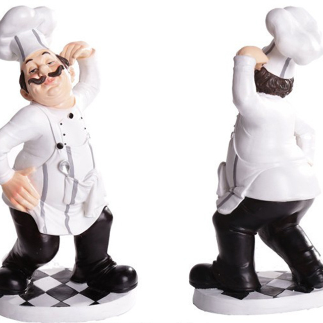 Resin Chef Statue Figurine Kitchen Decor Miniature Ornaments Chef Collectible Gift Restaurant Kitchen Cook Cafe Bar Shop Decor