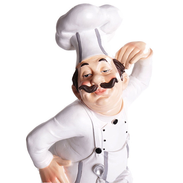 Resin Chef Statue Figurine Kitchen Decor Miniature Ornaments Chef Collectible Gift Restaurant Kitchen Cook Cafe Bar Shop Decor