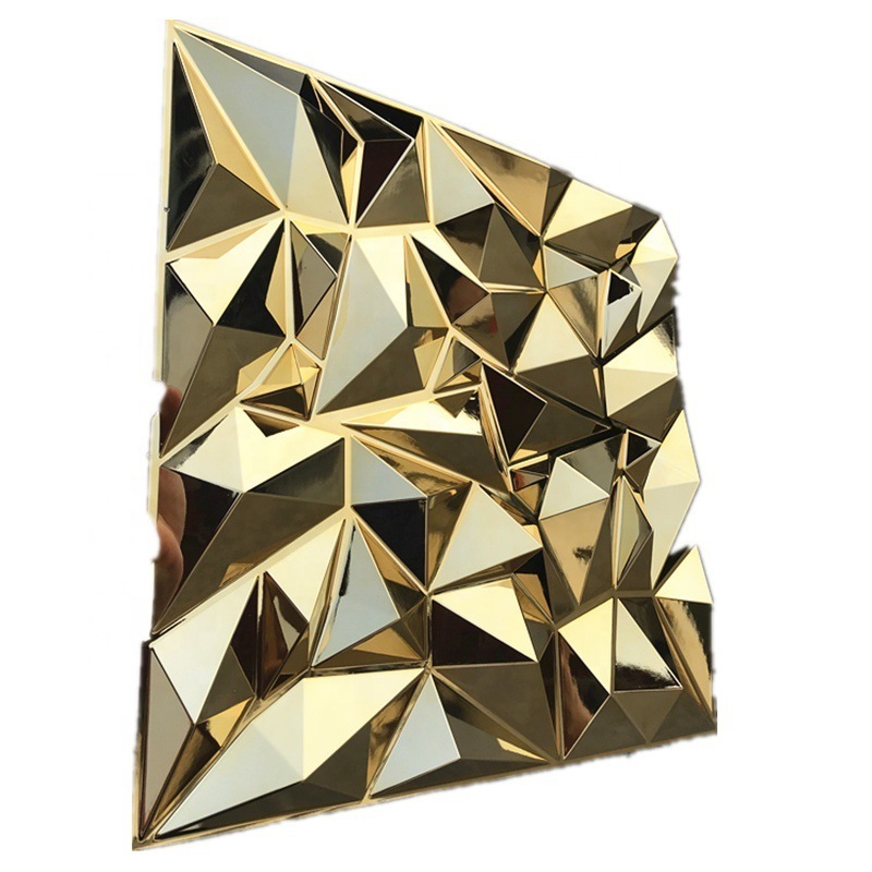 PVC 3d Wallpaper 3d Wall Panel Diamond Wall Panel Gold Art Decorate Modern Geometric Villa 01 Online Technical Support Shiny