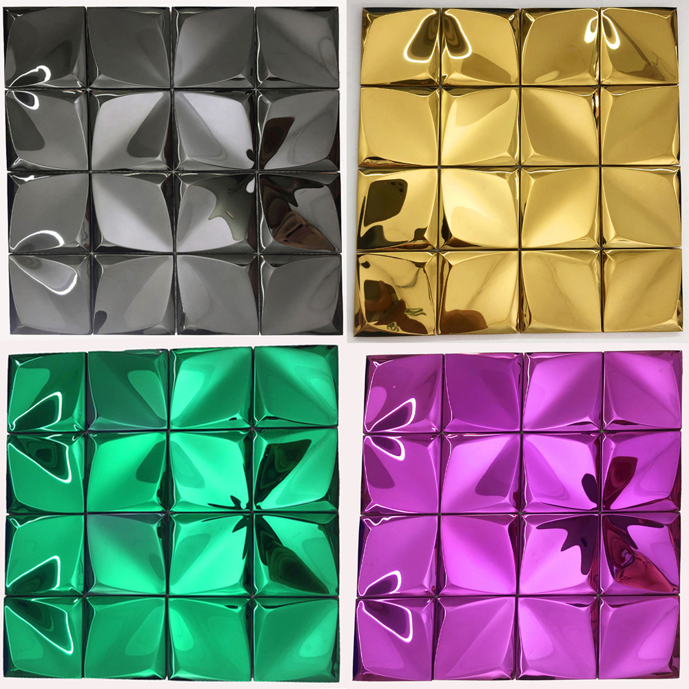 good-looking irregular shape metal mirror mosaic tile diamond mosaic  3d gold for  interior kitchen  hotel home