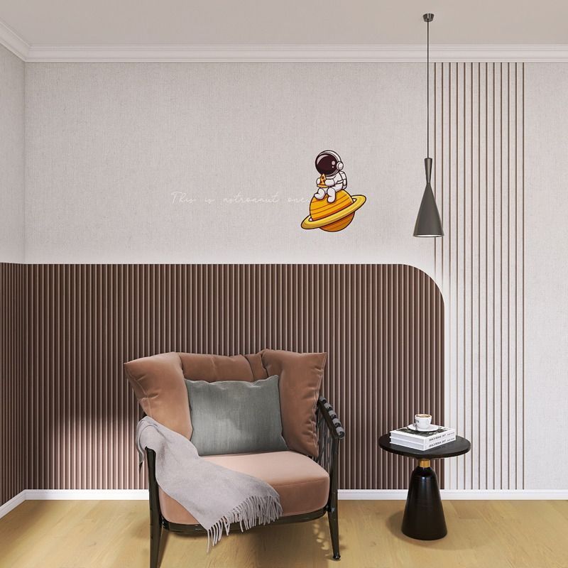 Children's Room Boy Bedroom Wall Covering 3d Geometric Grid Wall Covering Cartoon Planet Astronaut Clothing Store Mural