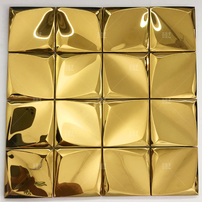 good-looking irregular shape metal mirror mosaic tile diamond mosaic  3d gold for  interior kitchen  hotel home