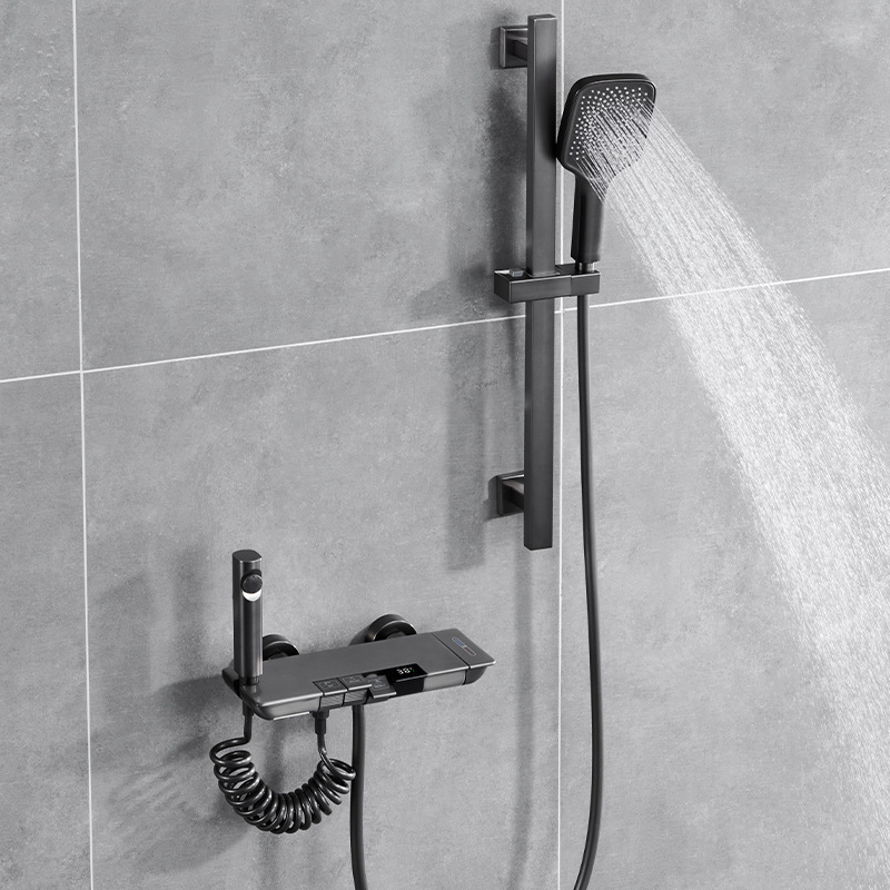 Hot selling copper piano keys constant temperature faucet shower device intelligent digital display simple shower set