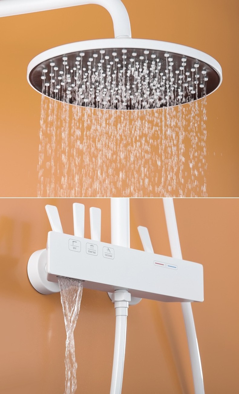 Hot selling all copper cold and hot shower set light luxury pull rod bathroom faucet with shower nozzle shower